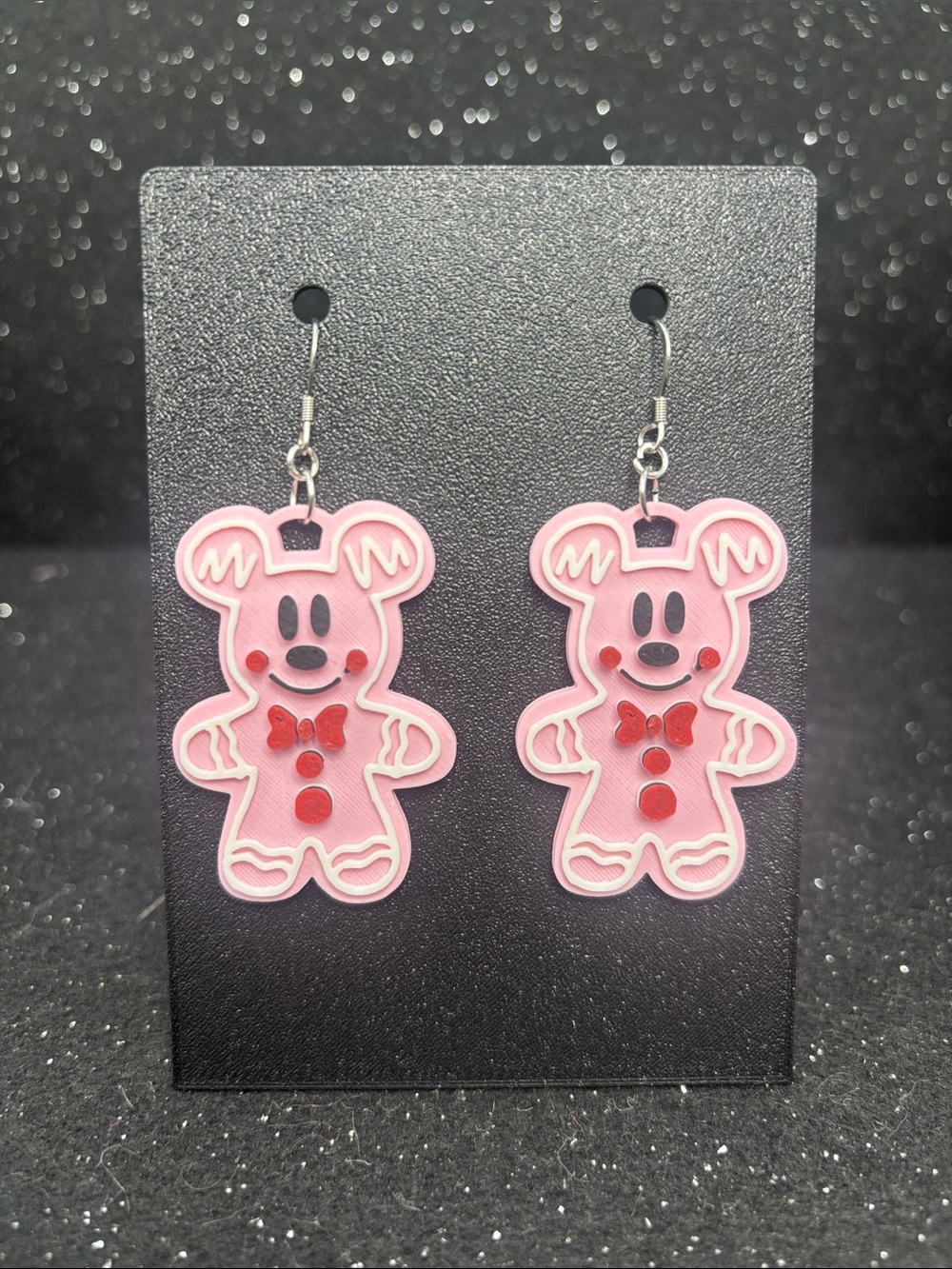 Pink Gingerbread Mouse Earrings